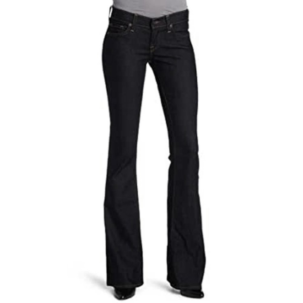 Lucky Brand Charlie Flare Low Rise Black Denim Slim Stretch Jeans 6/28 Regular